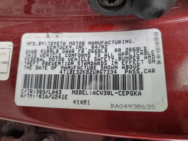 Photo 12 VIN: 4T1BE32K82U067334 - TOYOTA CAMRY LE 