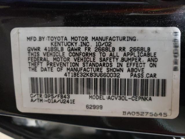 Photo 11 VIN: 4T1BE32K83U660032 - TOYOTA CAMRY LE 