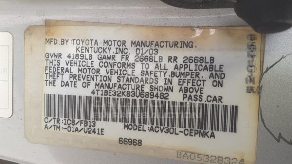 Photo 1 VIN: 4T1BE32K83U689482 - TOYOTA CAMRY 