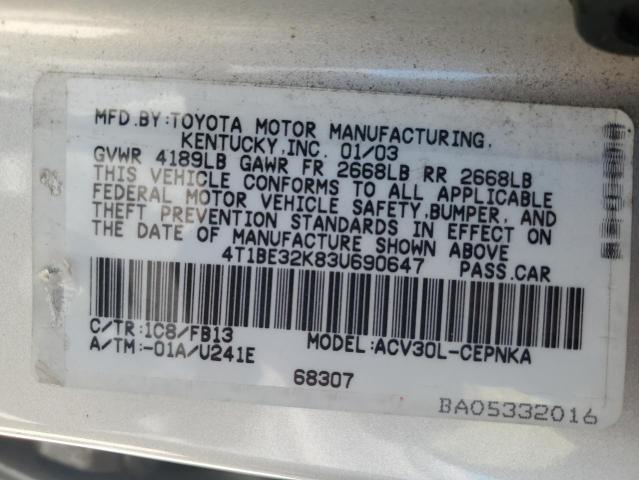 Photo 12 VIN: 4T1BE32K83U690647 - TOYOTA CAMRY 