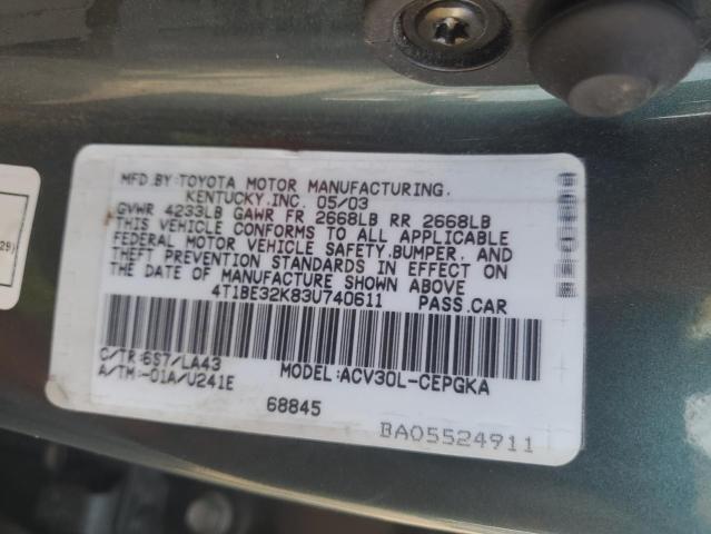 Photo 11 VIN: 4T1BE32K83U740611 - TOYOTA CAMRY 