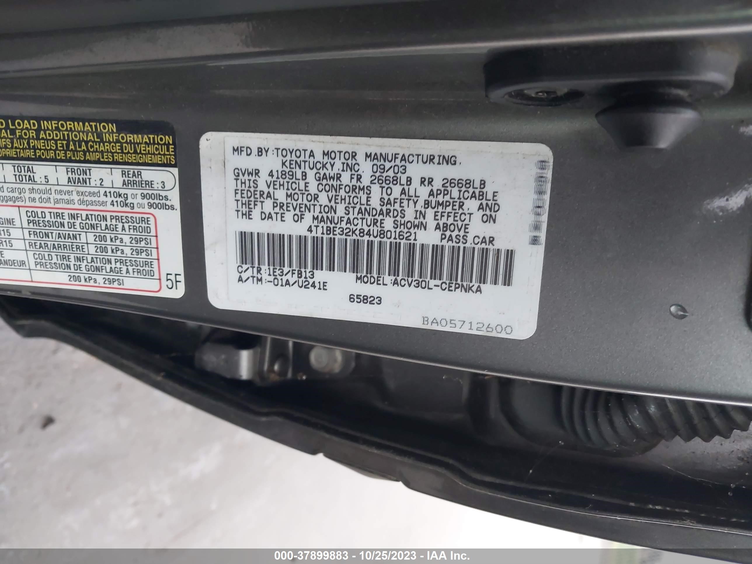 Photo 8 VIN: 4T1BE32K84U801621 - TOYOTA CAMRY 