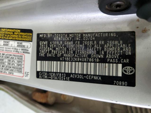 Photo 11 VIN: 4T1BE32K84U878618 - TOYOTA CAMRY 