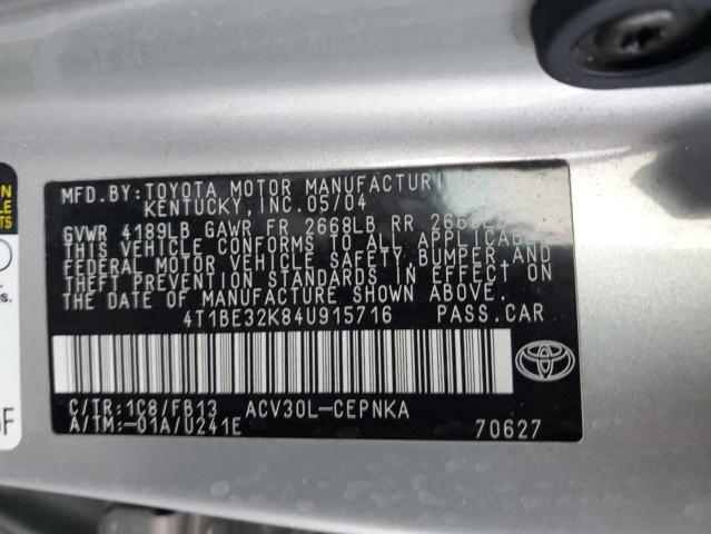 Photo 11 VIN: 4T1BE32K84U915716 - TOYOTA CAMRY LE 