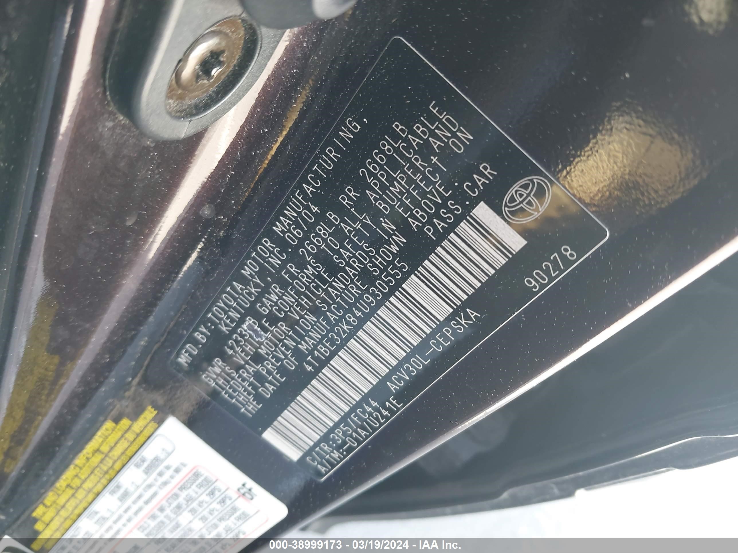 Photo 8 VIN: 4T1BE32K84U930555 - TOYOTA CAMRY 