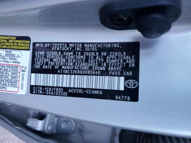 Photo 12 VIN: 4T1BE32K86U685646 - TOYOTA CAMRY 