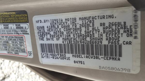 Photo 1 VIN: 4T1BE32K94U286029 - TOYOTA CAMRY 