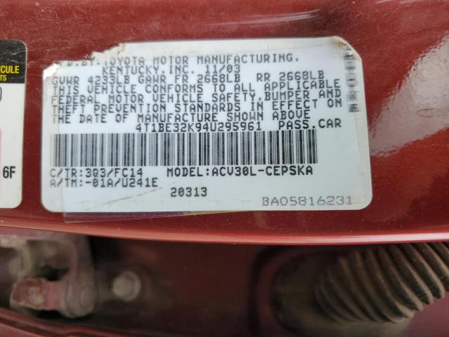 Photo 11 VIN: 4T1BE32K94U295961 - TOYOTA CAMRY 