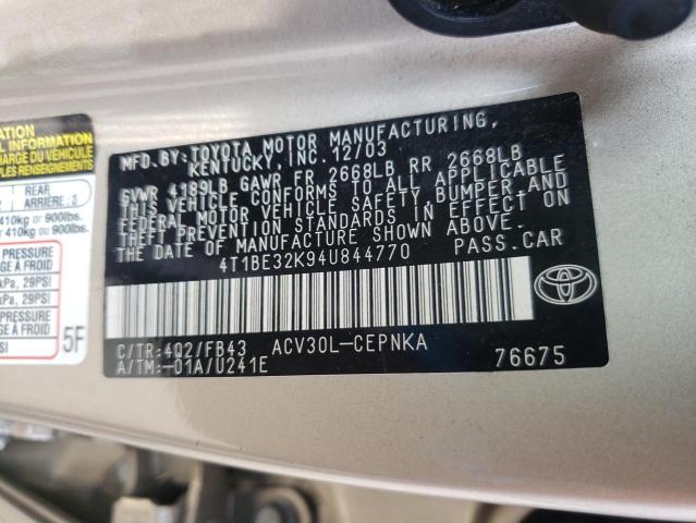 Photo 9 VIN: 4T1BE32K94U844770 - TOYOTA CAMRY 