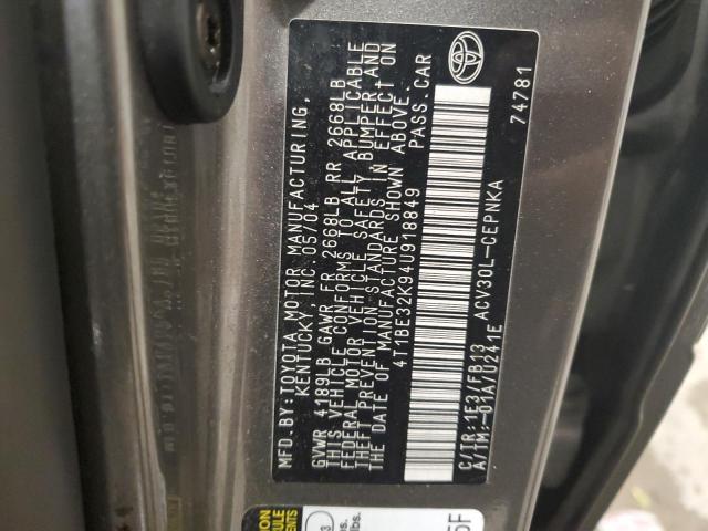 Photo 11 VIN: 4T1BE32K94U918849 - TOYOTA CAMRY LE 