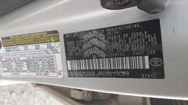 Photo 1 VIN: 4T1BE32K94U928765 - TOYOTA CAMRY 