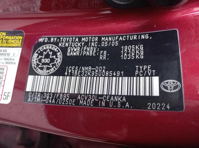 Photo 9 VIN: 4T1BE32K95U085491 - TOYOTA CAMRY 