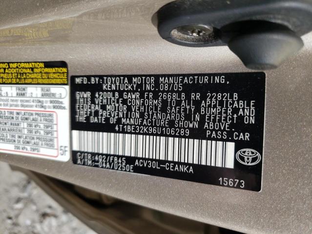 Photo 11 VIN: 4T1BE32K96U106289 - TOYOTA CAMRY 