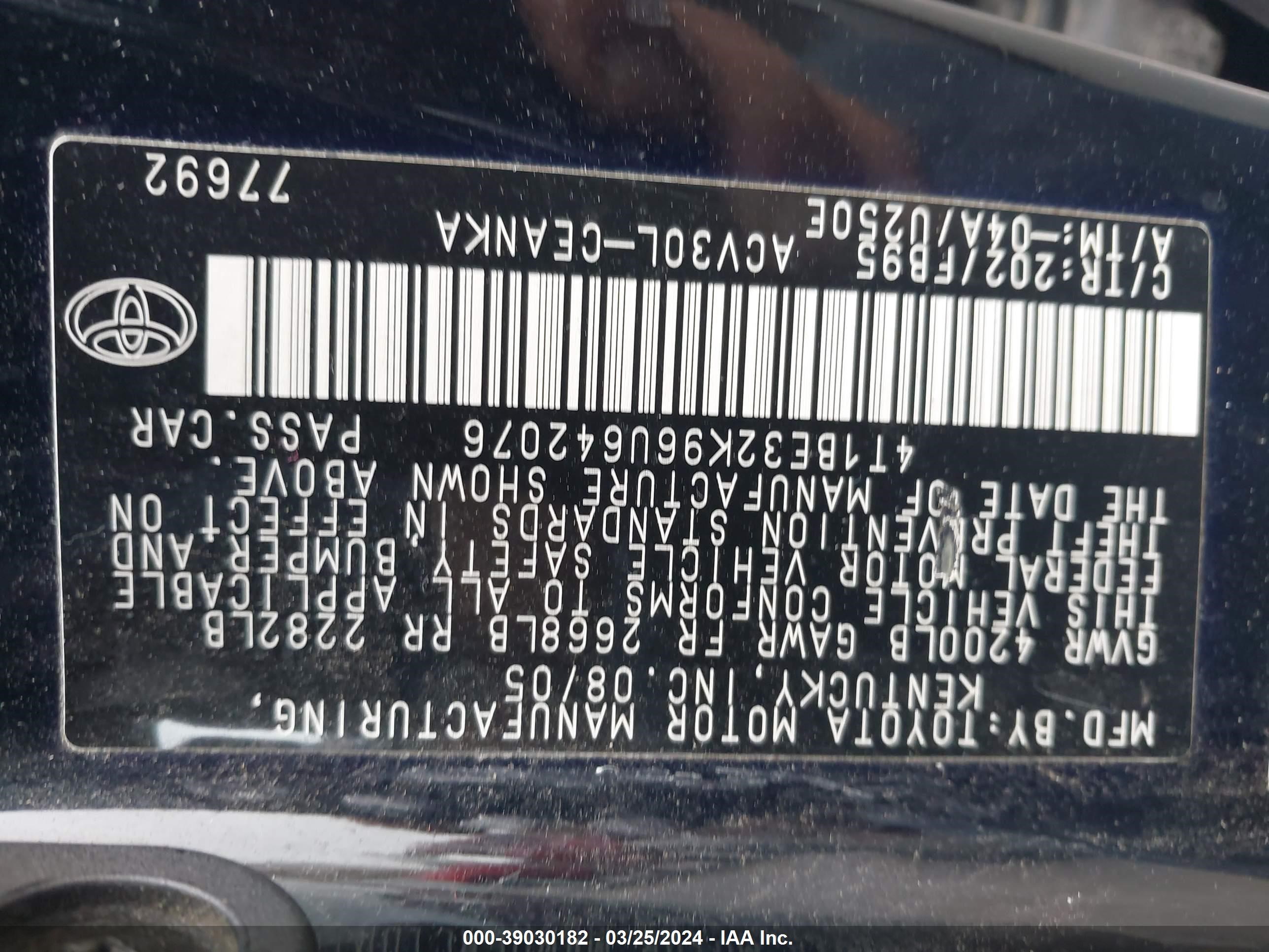 Photo 8 VIN: 4T1BE32K96U642076 - TOYOTA CAMRY 