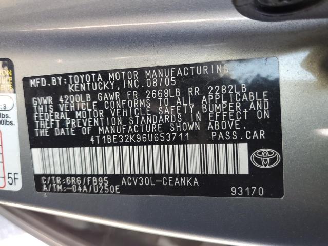 Photo 11 VIN: 4T1BE32K96U653711 - TOYOTA CAMRY 