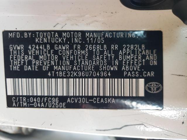 Photo 11 VIN: 4T1BE32K96U704964 - TOYOTA CAMRY LE 