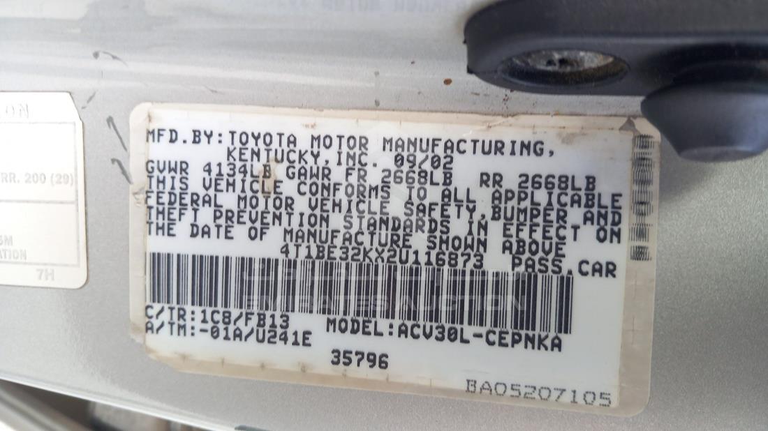 Photo 2 VIN: 4T1BE32KX2U116873 - TOYOTA CAMRY 