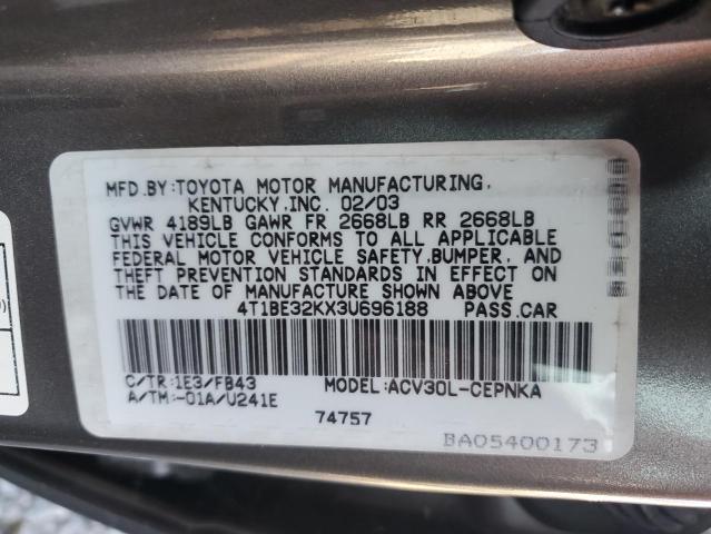 Photo 11 VIN: 4T1BE32KX3U696188 - TOYOTA CAMRY LE 