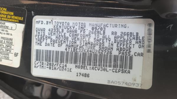 Photo 2 VIN: 4T1BE32KX4U262726 - TOYOTA CAMRY 