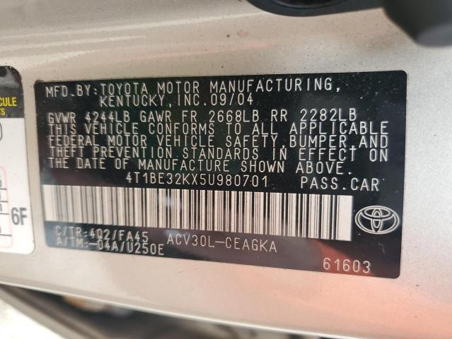 Photo 12 VIN: 4T1BE32KX5U980701 - TOYOTA CAMRY LE 