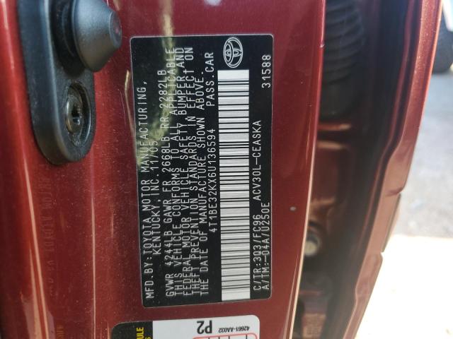 Photo 11 VIN: 4T1BE32KX6U136594 - TOYOTA CAMRY LE 