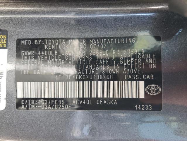 Photo 11 VIN: 4T1BE46K07U188768 - TOYOTA CAMRY 