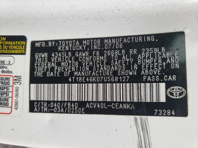 Photo 11 VIN: 4T1BE46K07U568127 - TOYOTA CAMRY CE 