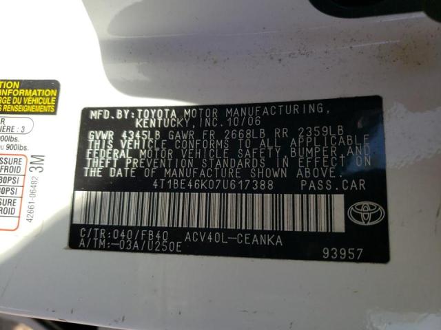 Photo 9 VIN: 4T1BE46K07U617388 - TOYOTA CAMRY CE 