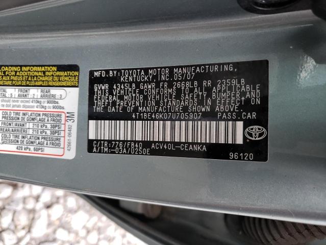 Photo 11 VIN: 4T1BE46K07U705907 - TOYOTA CAMRY 