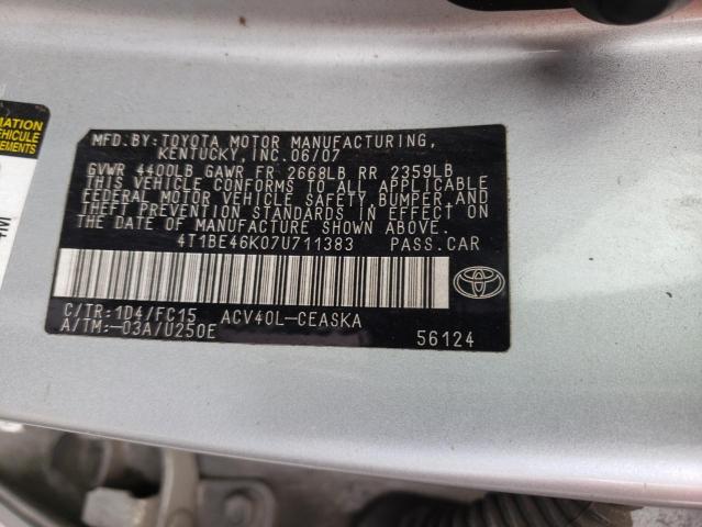 Photo 11 VIN: 4T1BE46K07U711383 - TOYOTA CAMRY 