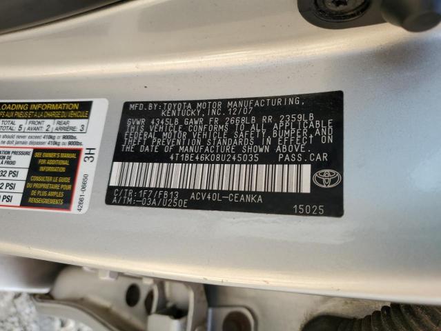 Photo 11 VIN: 4T1BE46K08U245035 - TOYOTA CAMRY 