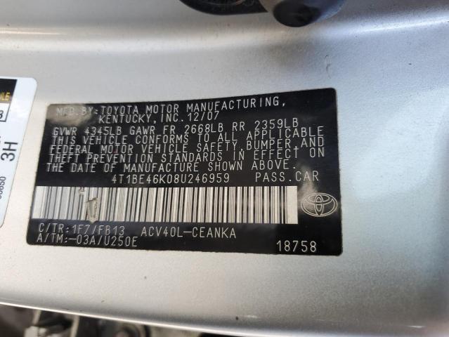 Photo 11 VIN: 4T1BE46K08U246959 - TOYOTA CAMRY CE 