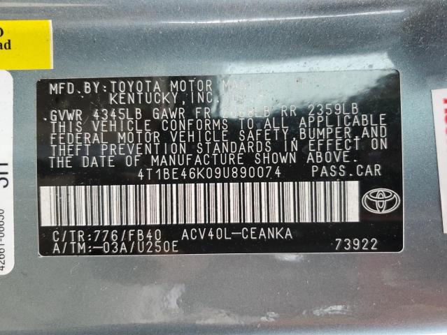 Photo 11 VIN: 4T1BE46K09U890074 - TOYOTA CAMRY 