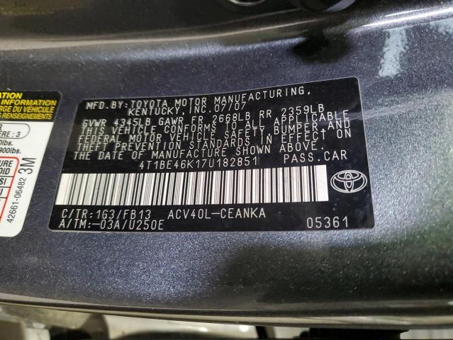 Photo 11 VIN: 4T1BE46K17U182851 - TOYOTA CAMRY CE 