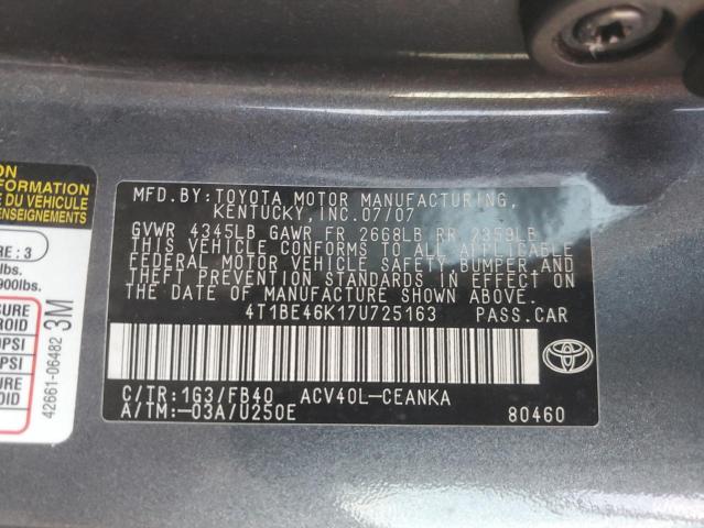 Photo 11 VIN: 4T1BE46K17U725163 - TOYOTA CAMRY CE 