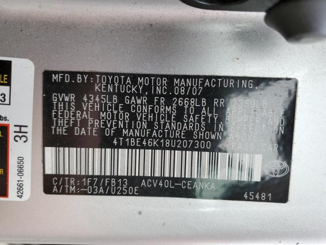 Photo 11 VIN: 4T1BE46K18U207300 - TOYOTA CAMRY 