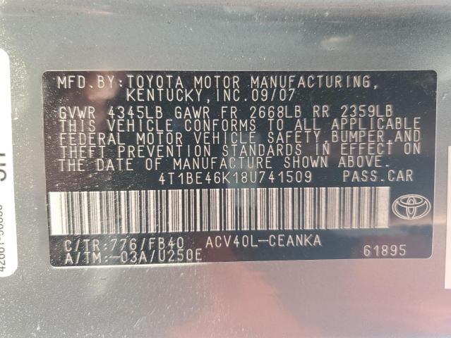 Photo 11 VIN: 4T1BE46K18U741509 - TOYOTA CAMRY CE 