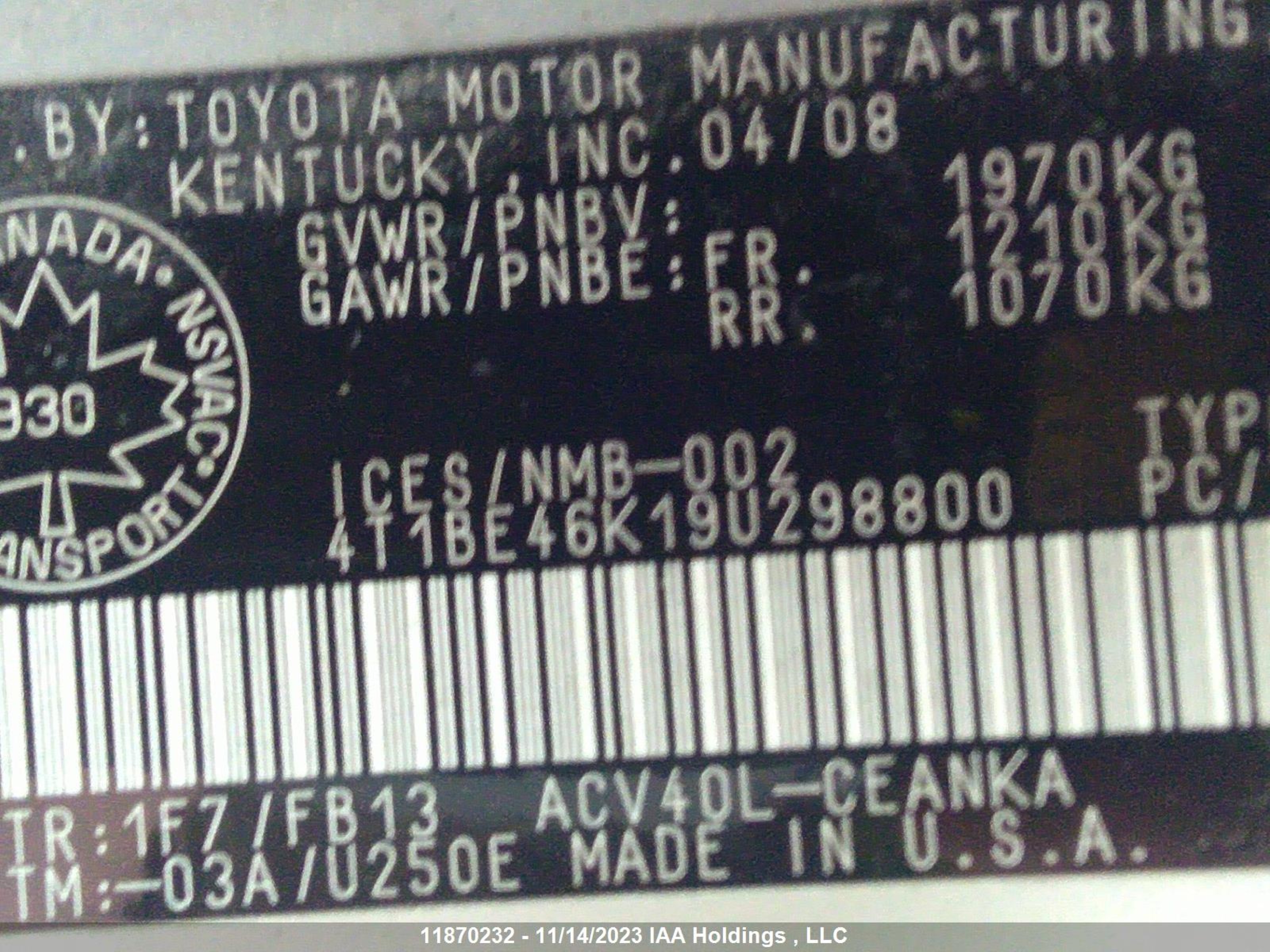 Photo 8 VIN: 4T1BE46K19U298800 - TOYOTA CAMRY 