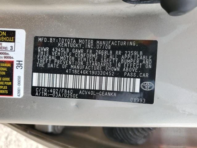 Photo 11 VIN: 4T1BE46K19U330452 - TOYOTA CAMRY BASE 