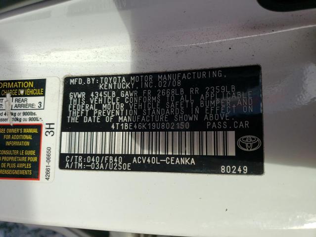 Photo 12 VIN: 4T1BE46K19U802150 - TOYOTA CAMRY 