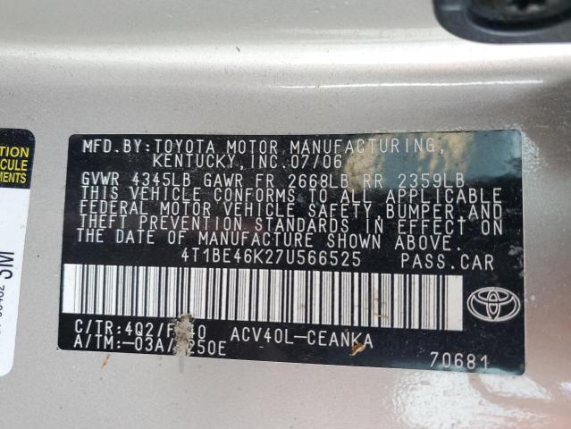 Photo 12 VIN: 4T1BE46K27U566525 - TOYOTA CAMRY CE 