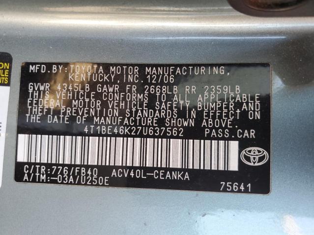 Photo 11 VIN: 4T1BE46K27U637562 - TOYOTA CAMRY CE 