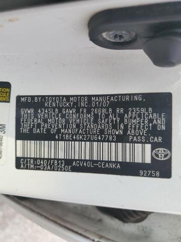 Photo 11 VIN: 4T1BE46K27U647783 - TOYOTA CAMRY CE 