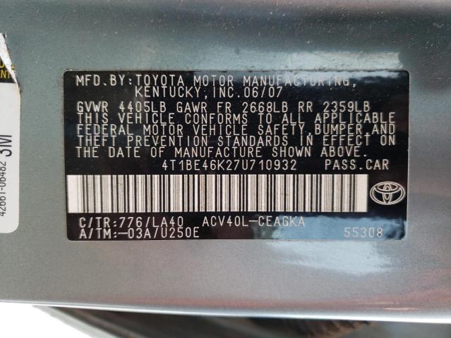 Photo 11 VIN: 4T1BE46K27U710932 - TOYOTA CAMRY 