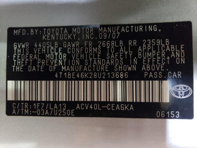 Photo 11 VIN: 4T1BE46K28U213686 - TOYOTA CAMRY CE 