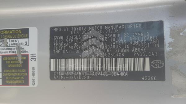 Photo 2 VIN: 4T1BE46K28U259406 - TOYOTA CAMRY 