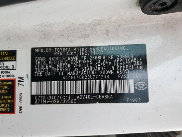 Photo 11 VIN: 4T1BE46K28U771716 - TOYOTA CAMRY CE 