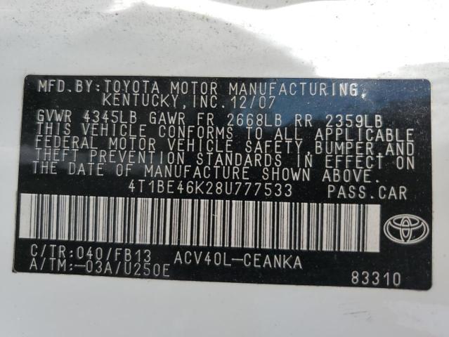 Photo 11 VIN: 4T1BE46K28U777533 - TOYOTA CAMRY 