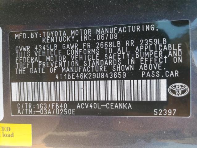 Photo 11 VIN: 4T1BE46K29U843659 - TOYOTA CAMRY BASE 