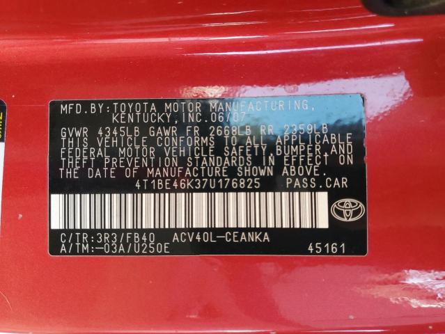 Photo 11 VIN: 4T1BE46K37U176825 - TOYOTA CAMRY CE 